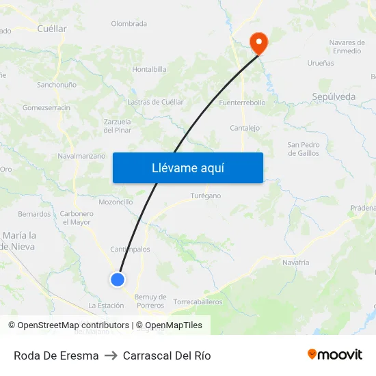 Roda De Eresma to Carrascal Del Río map