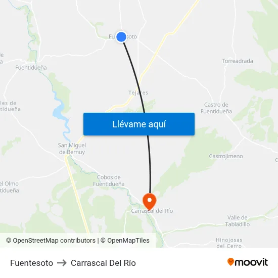Fuentesoto to Carrascal Del Río map