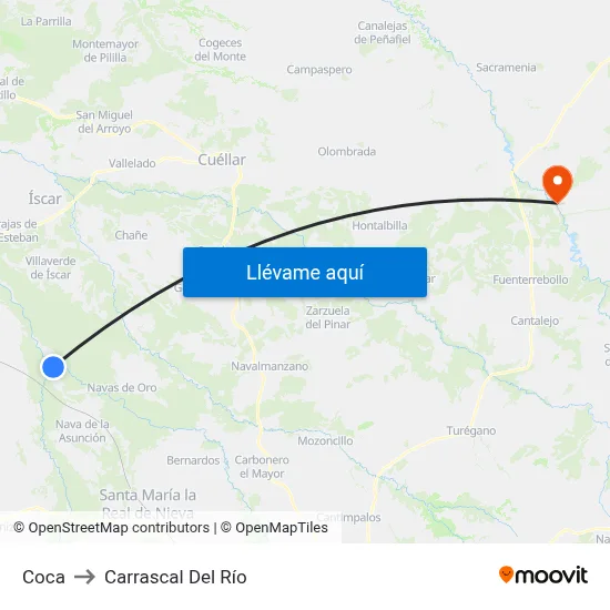 Coca to Carrascal Del Río map
