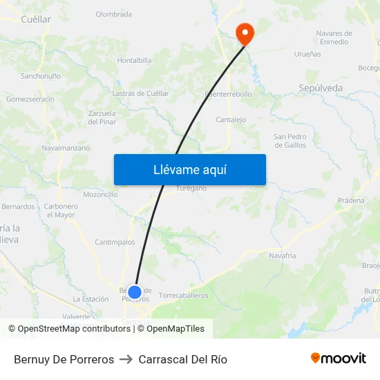 Bernuy De Porreros to Carrascal Del Río map