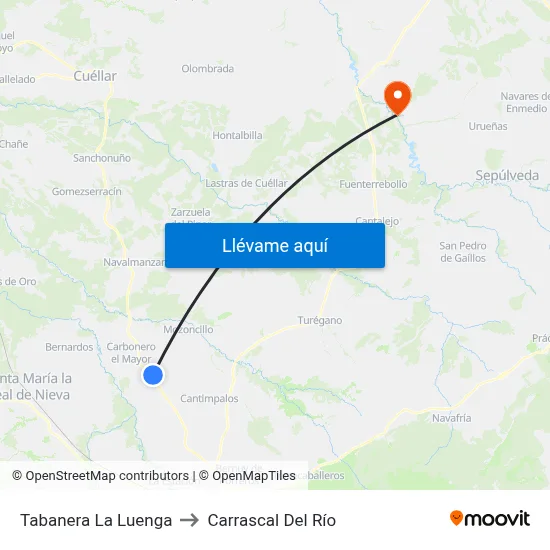 Tabanera La Luenga to Carrascal Del Río map