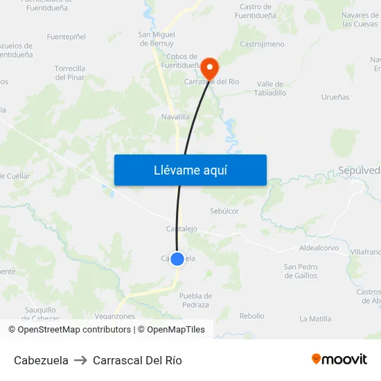 Cabezuela to Carrascal Del Río map