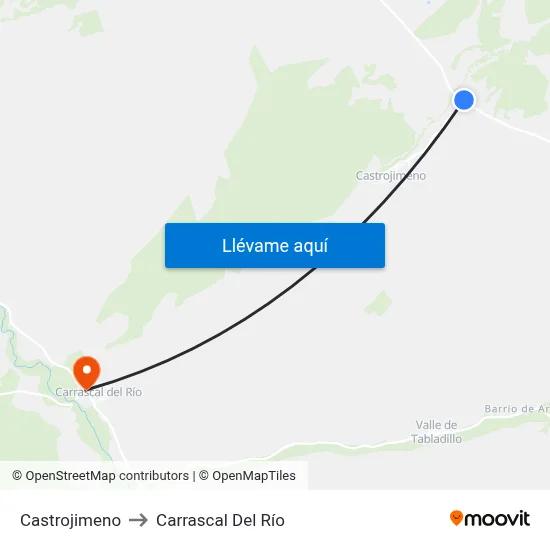 Castrojimeno to Carrascal Del Río map
