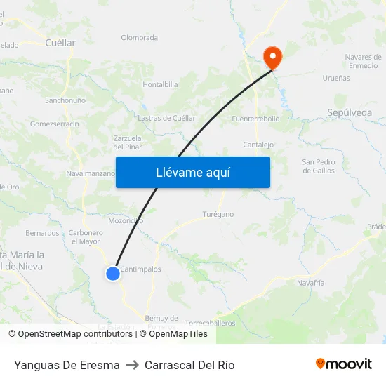 Yanguas De Eresma to Carrascal Del Río map