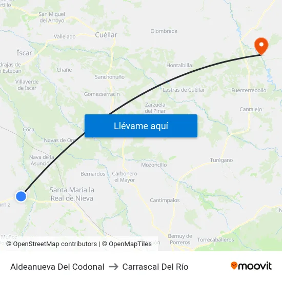 Aldeanueva Del Codonal to Carrascal Del Río map