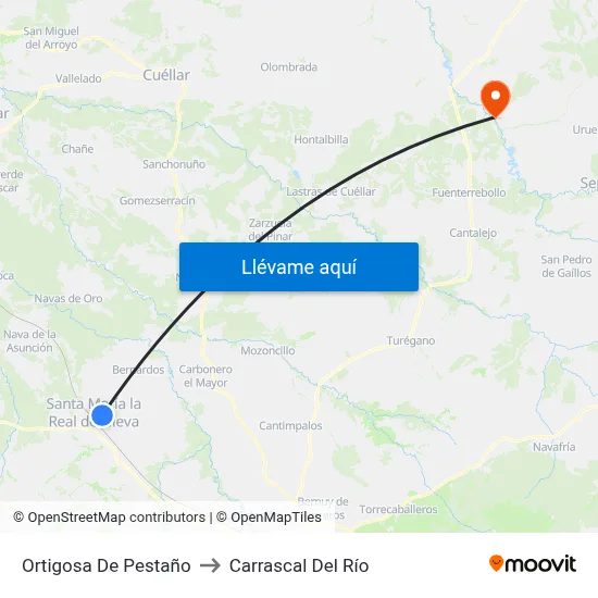 Ortigosa De Pestaño to Carrascal Del Río map