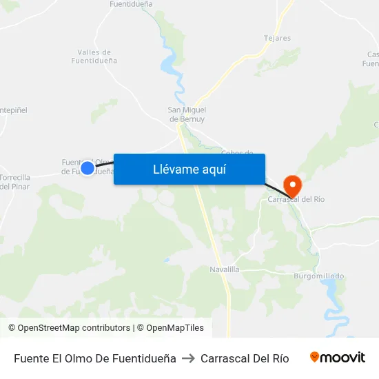 Fuente El Olmo De Fuentidueña to Carrascal Del Río map