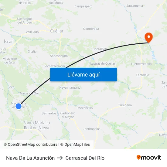 Nava De La Asunción to Carrascal Del Río map