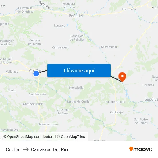 Cuéllar to Carrascal Del Río map
