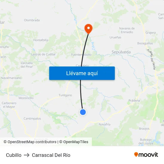 Cubillo to Carrascal Del Río map