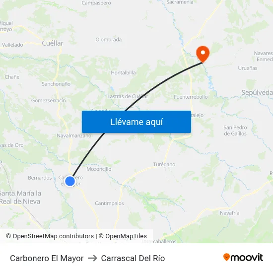 Carbonero El Mayor to Carrascal Del Río map