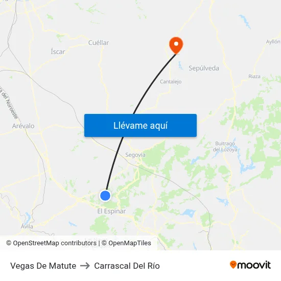 Vegas De Matute to Carrascal Del Río map