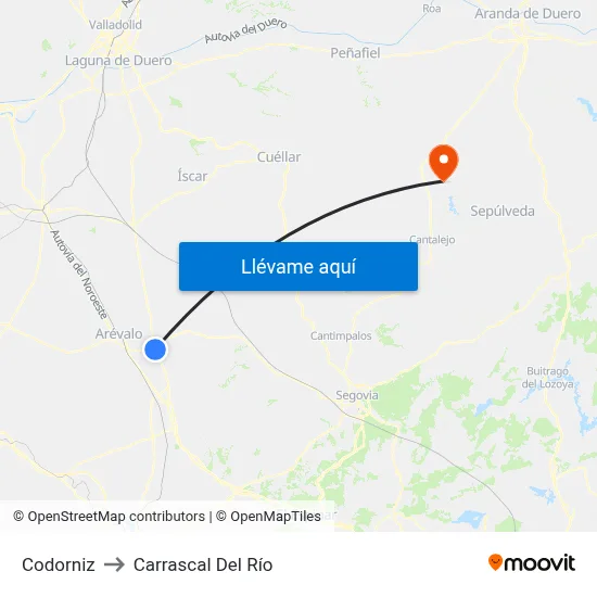 Codorniz to Carrascal Del Río map