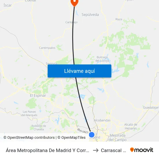 Área Metropolitana De Madrid Y Corredor Del Henares to Carrascal Del Río map