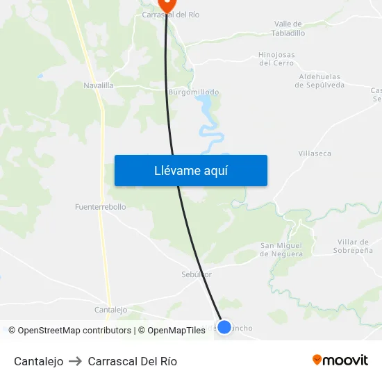 Cantalejo to Carrascal Del Río map