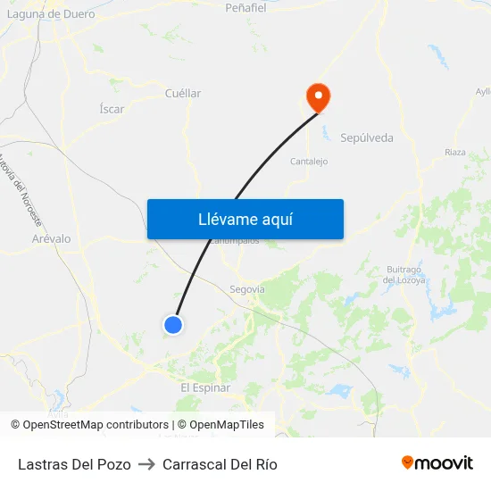 Lastras Del Pozo to Carrascal Del Río map