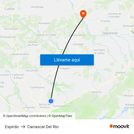 Espirdo to Carrascal Del Río map