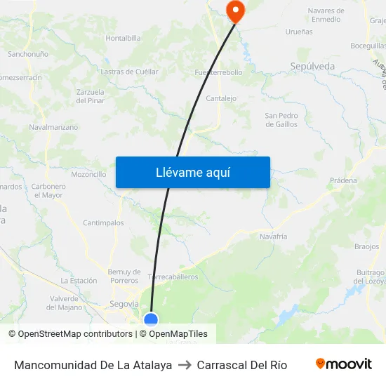 Mancomunidad De La Atalaya to Carrascal Del Río map