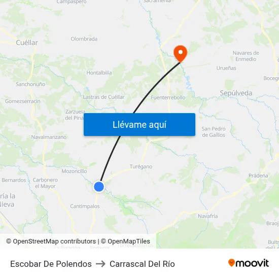 Escobar De Polendos to Carrascal Del Río map
