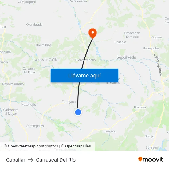 Caballar to Carrascal Del Río map
