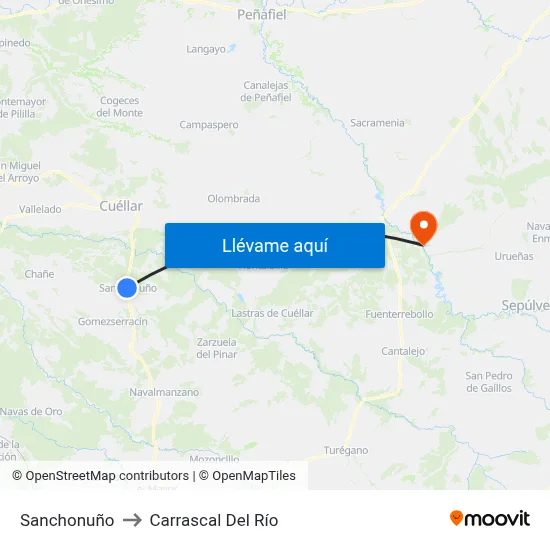 Sanchonuño to Carrascal Del Río map