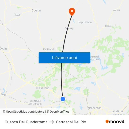 Cuenca Del Guadarrama to Carrascal Del Río map