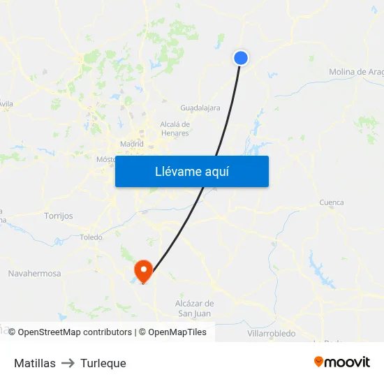 Matillas to Turleque map