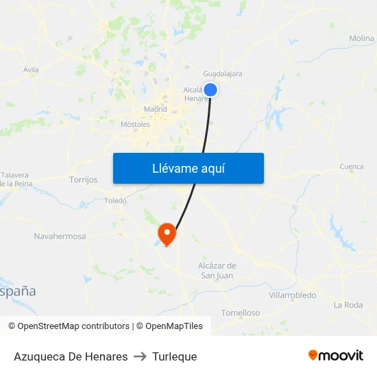 Azuqueca De Henares to Turleque map