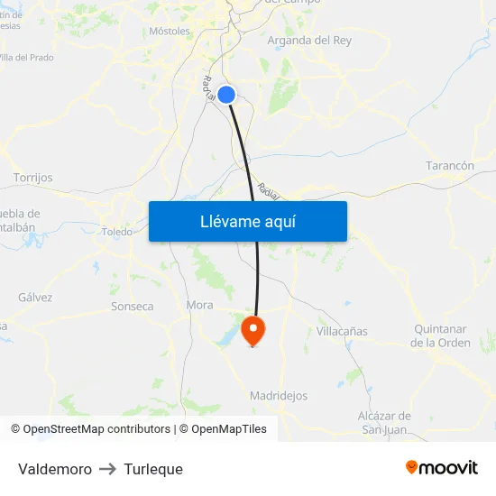 Valdemoro to Turleque map