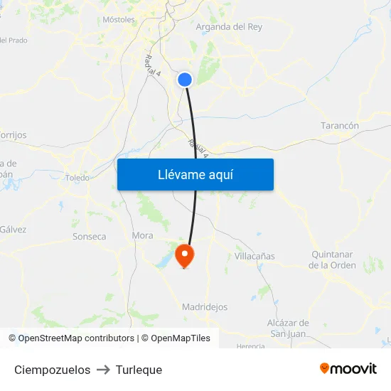 Ciempozuelos to Turleque map
