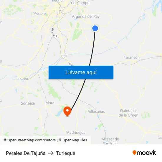 Perales De Tajuña to Turleque map