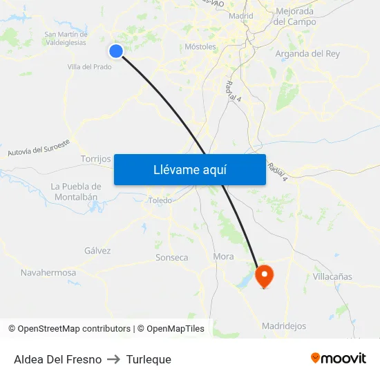 Aldea Del Fresno to Turleque map