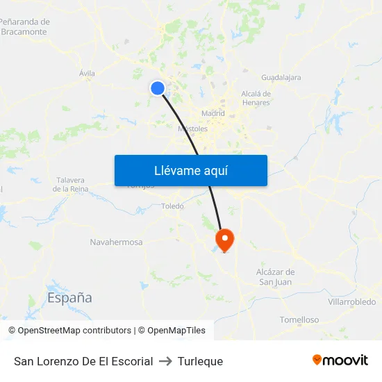 San Lorenzo De El Escorial to Turleque map