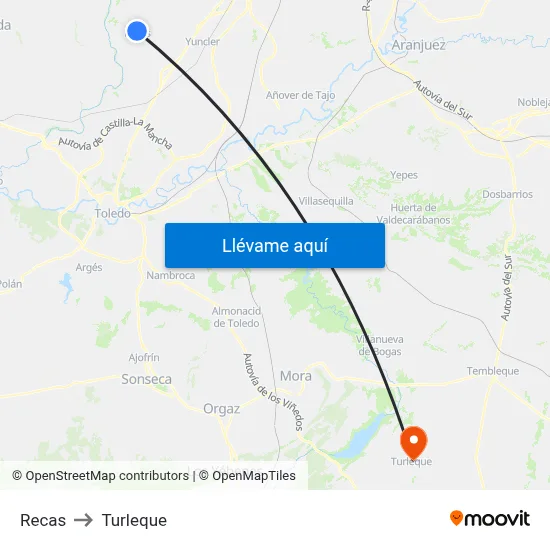 Recas to Turleque map