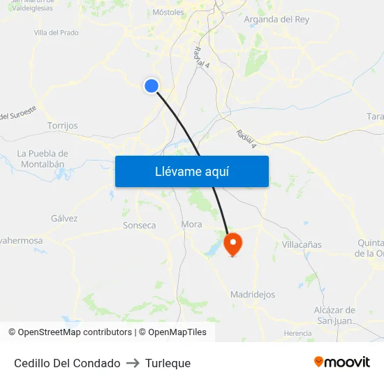Cedillo Del Condado to Turleque map