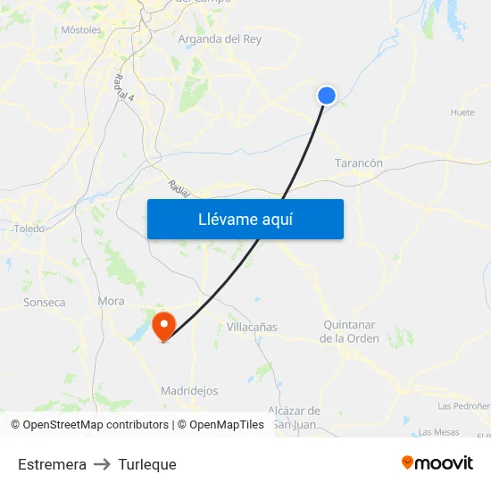 Estremera to Turleque map