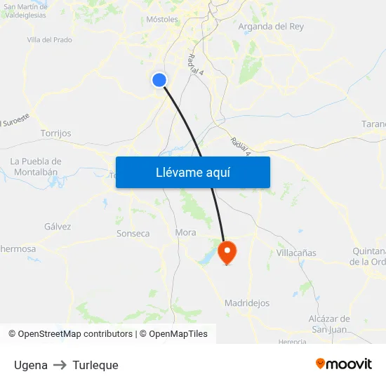 Ugena to Turleque map