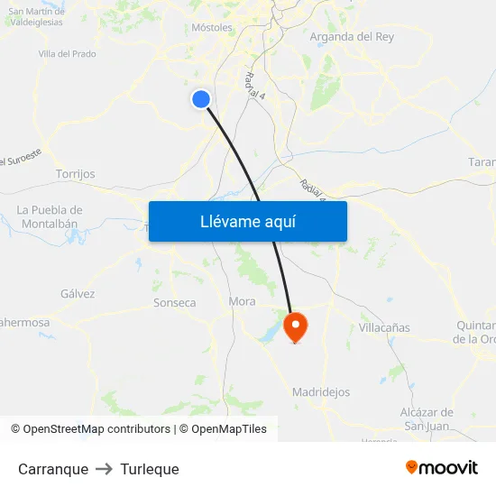 Carranque to Turleque map