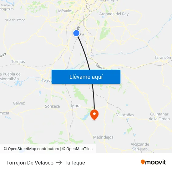 Torrejón De Velasco to Turleque map