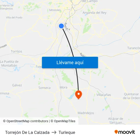 Torrejón De La Calzada to Turleque map