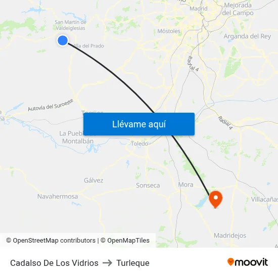 Cadalso De Los Vidrios to Turleque map