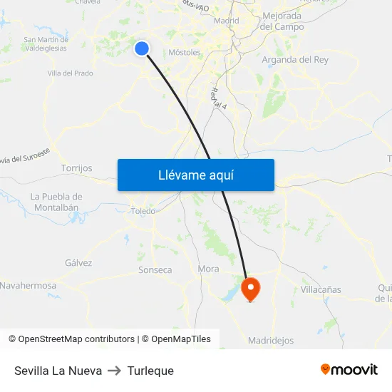 Sevilla La Nueva to Turleque map