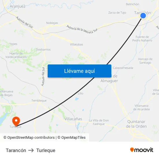 Tarancón to Turleque map
