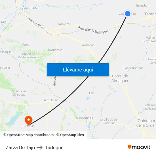 Zarza De Tajo to Turleque map