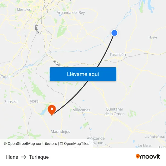 Illana to Turleque map