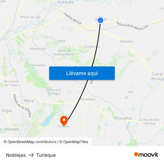 Noblejas to Turleque map