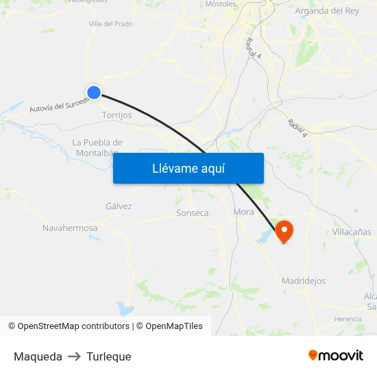 Maqueda to Turleque map