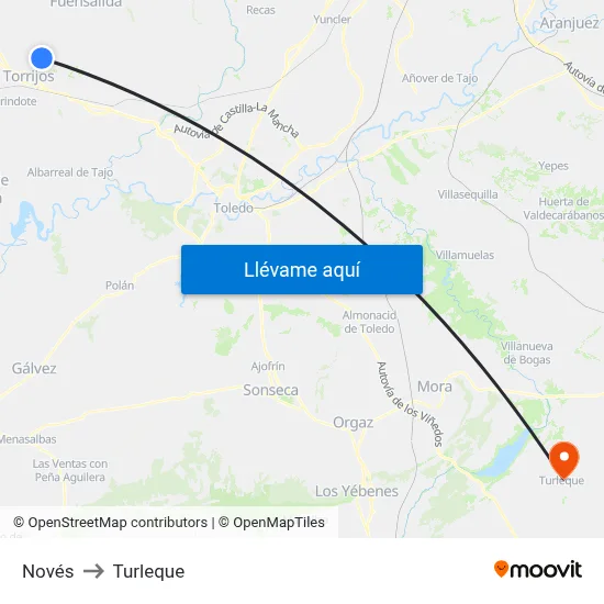 Novés to Turleque map