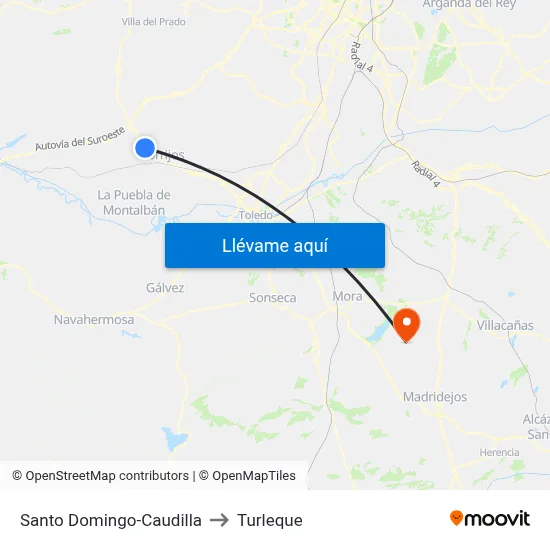 Santo Domingo-Caudilla to Turleque map