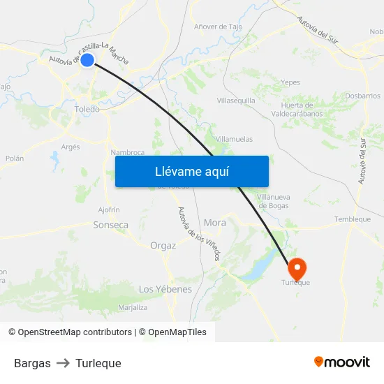 Bargas to Turleque map